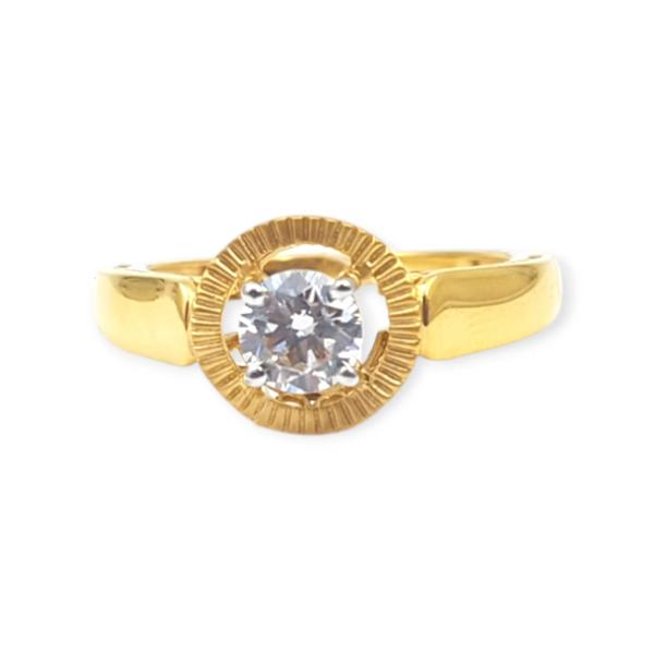 Beautiful Plain Design Gold Ring for Ladies with Single Stone